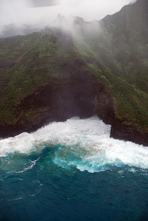 Foaming Surf and Cave, Na Pali Coast, Kaua'i