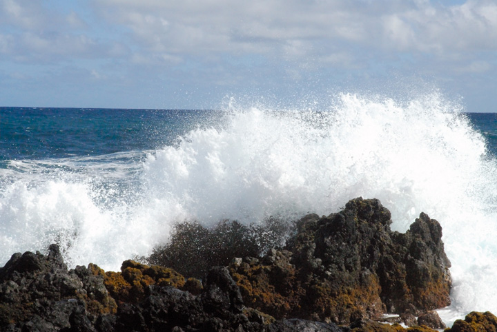 Surf Pounding Lava Rocks, Keanae Peninsula, Maui