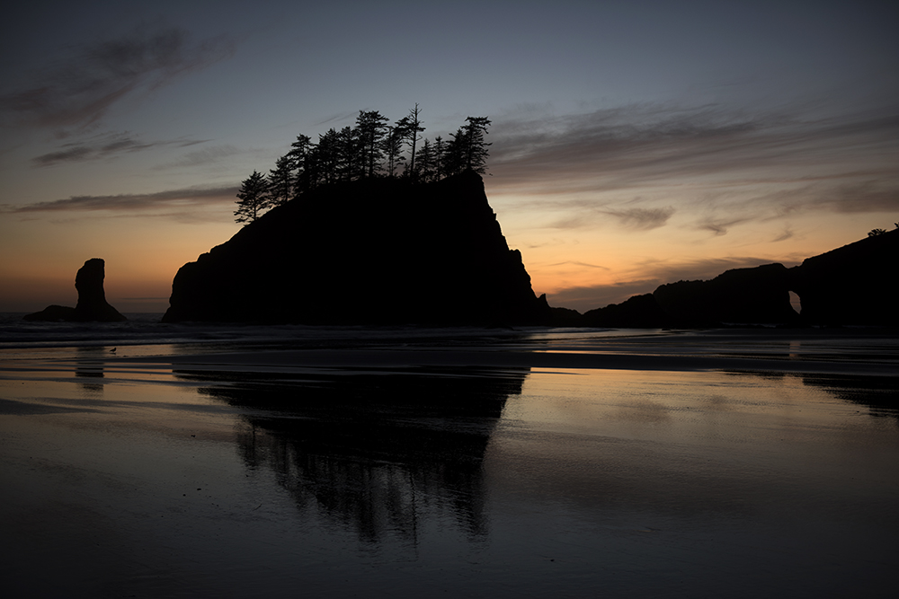 Evening Sea Stack and Keyhole, Second Beach, Olympic National Park, Washington